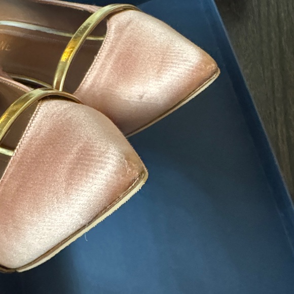 Authentic Used Malone Souliers Pink Blush and Gold Women's 70MM Heels Size 37 - Picture 3 of 16